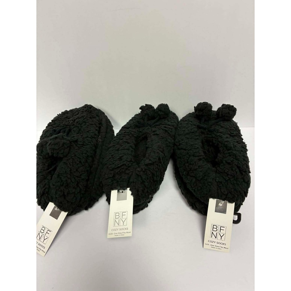 Women's Faux Fur Cozy Pull-On Slipper Socks with Grippers BFNY ONE SIZE